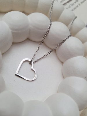 گردنبند قلب نقره ای