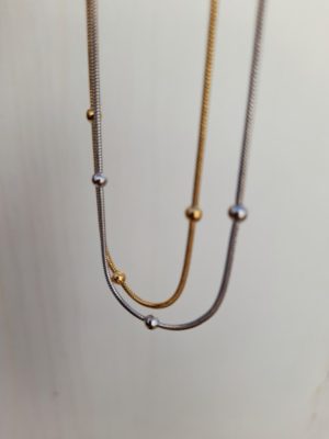 گردنبند ماری گوی طلایی و نقره ای